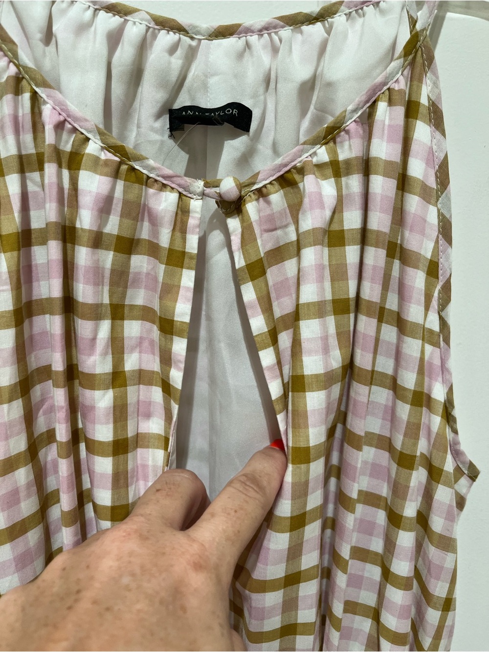 NWT Ann Taylor Pink and Tan Gingham Halter Dress Size Small - Picture 7 of 10